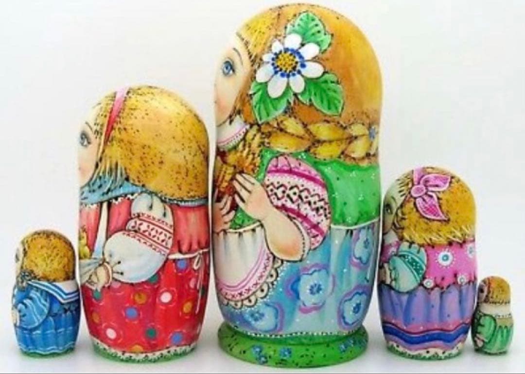 ロシア雑貨☆イースター ウッドバーニング マトリョーシカ(5P)パスハ ミラ作