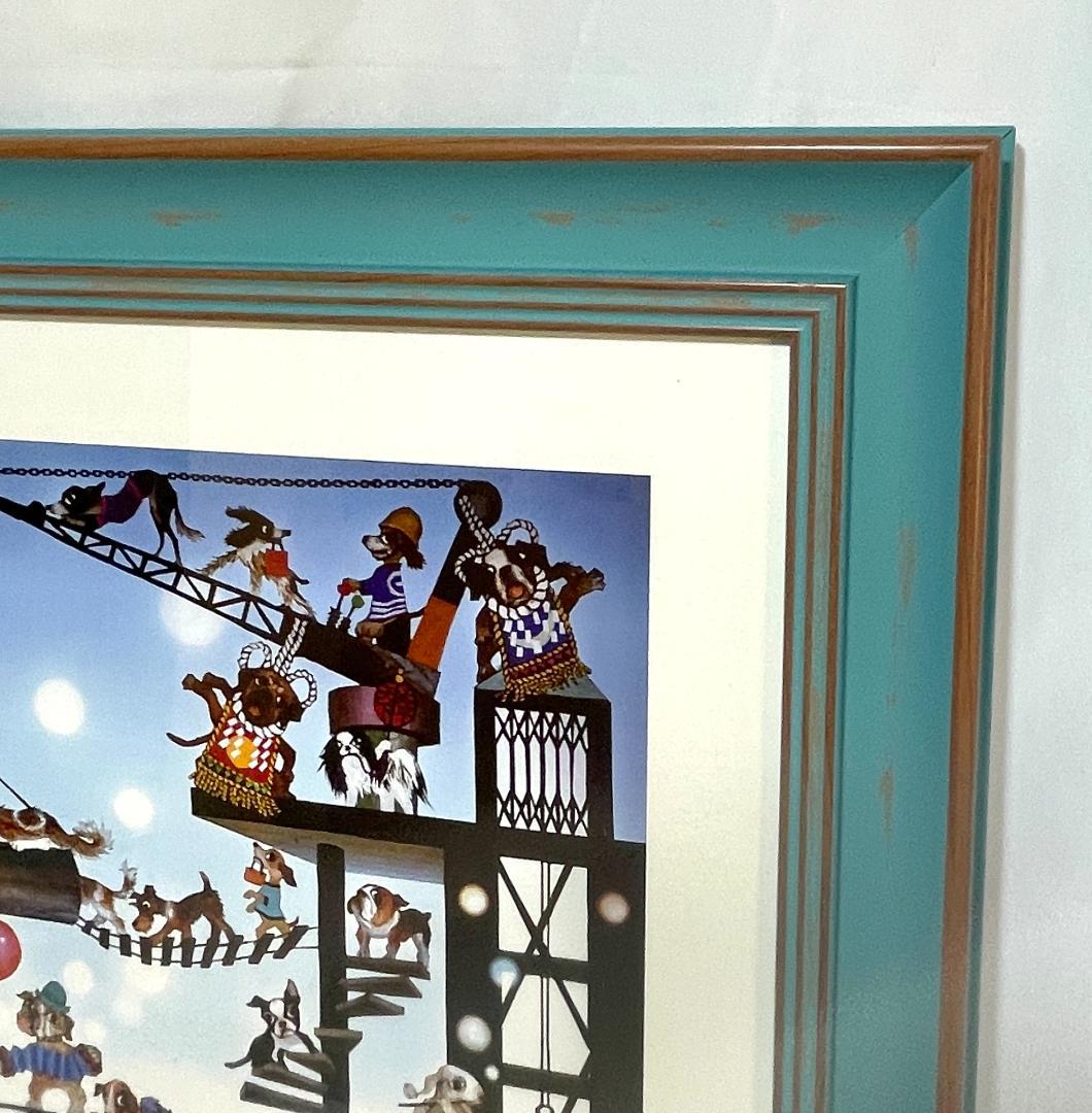 【新品】藤城清治「ワンワン共和国」ポスター 複製画　大サイズ額付　48×48cm