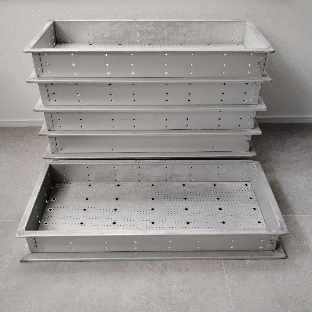 工業系　インダストリアル　アルミケース　6段セット　スタッキング　シルバー