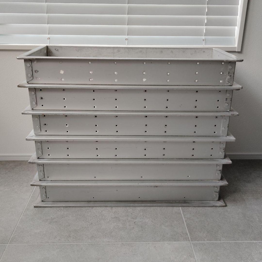 工業系　インダストリアル　アルミケース　6段セット　スタッキング　シルバー