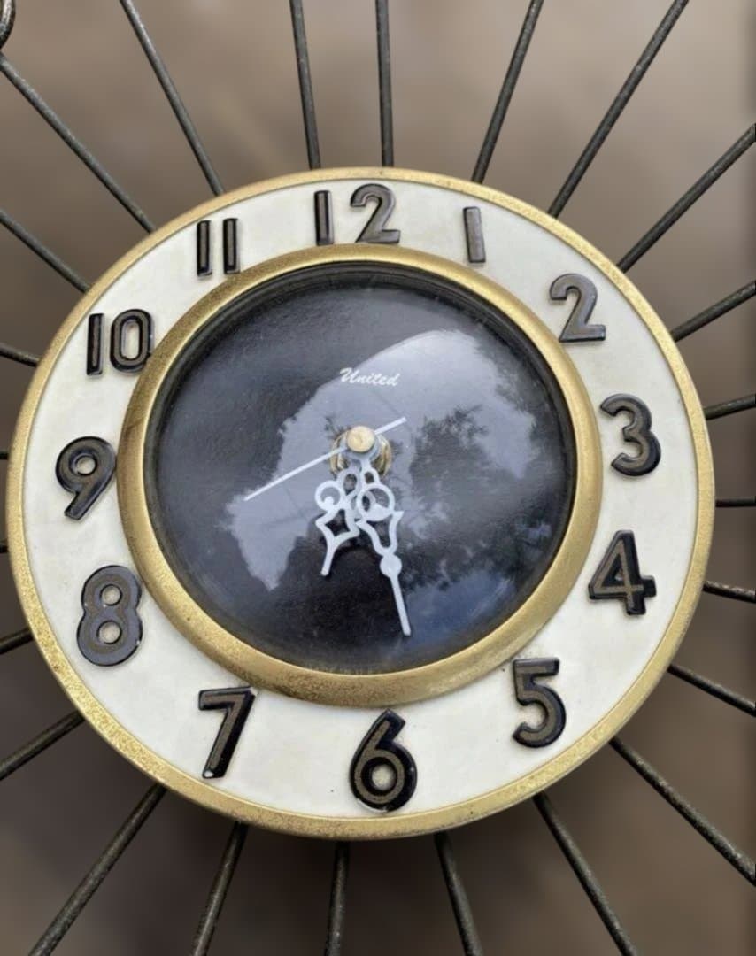 UNITED・ユナイテッド・チークウッド＆メタル・サンバースト・クロックNO79