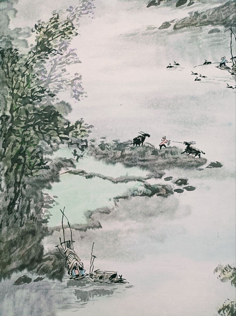 超希少 美品 中国 軸 開運 縁起物 絵 龍脈 金運 山水 花鳥 舟 美術 骨董