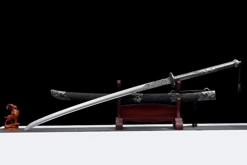 【苗刀～落淵】繍春刀 牛尾刀 苗刀 手鍛造打 鋼刀 冷兵器 古兵器 武具 両手刀