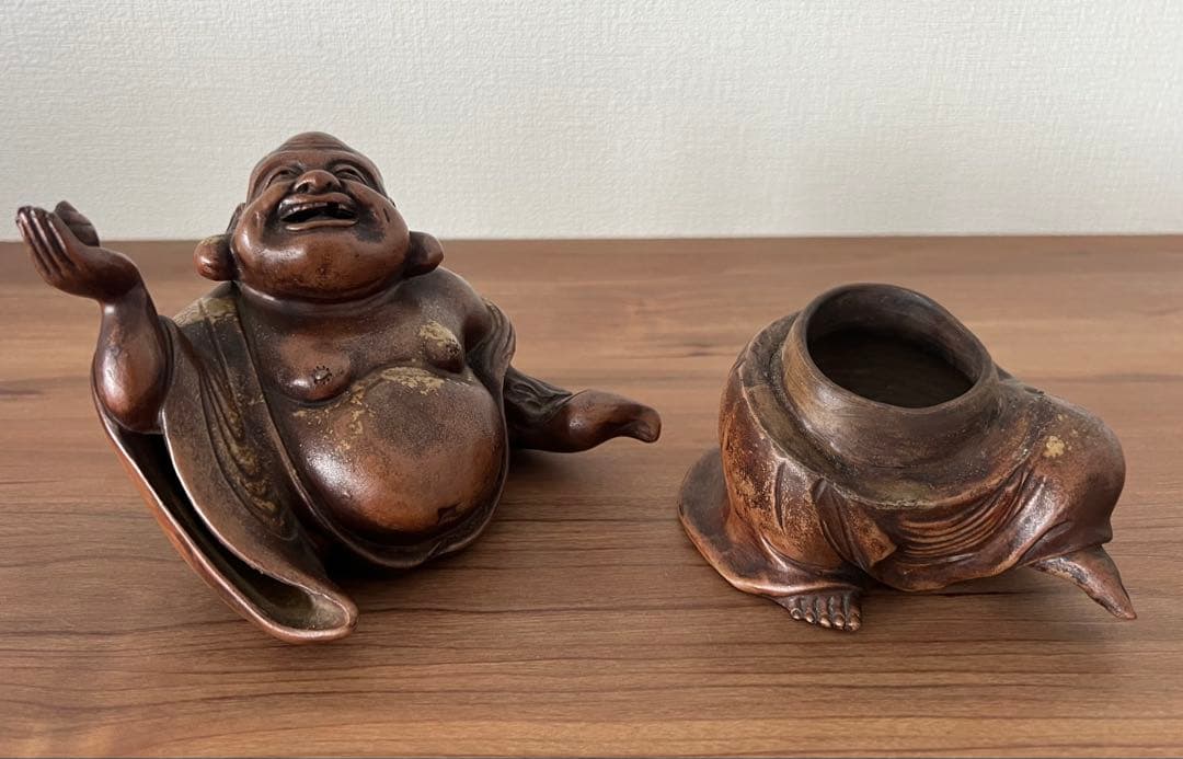 伊部焼 布袋香炉 梅景作 縁起物 七福神 箱付き アンティーク