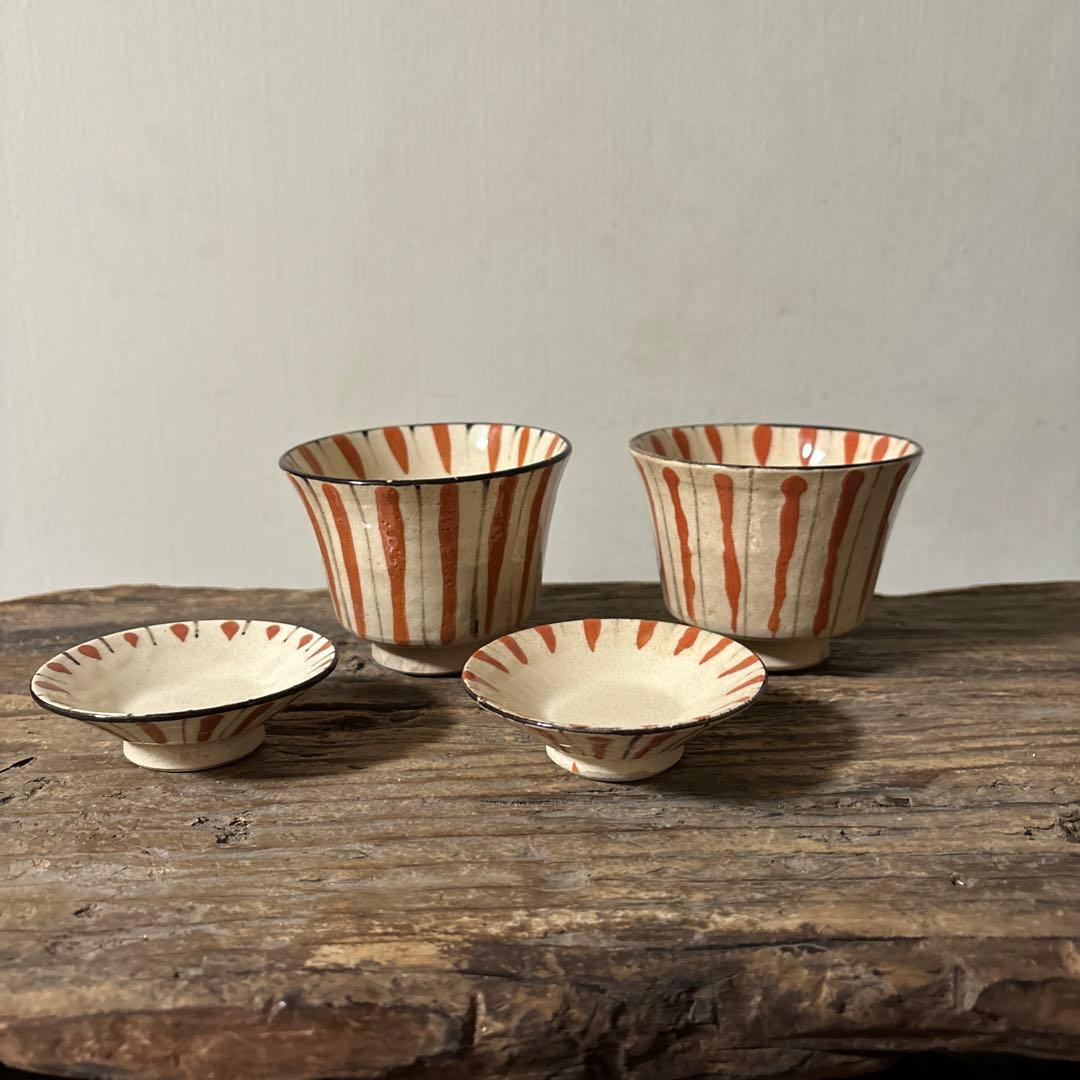 アンティーク　小ぶり麦藁手蓋付き向付　美濃　絵瀬戸　古美術　茶道具　懐石検:李朝