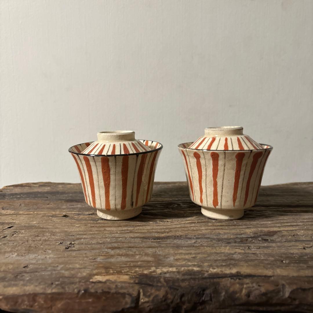 アンティーク　小ぶり麦藁手蓋付き向付　美濃　絵瀬戸　古美術　茶道具　懐石検:李朝