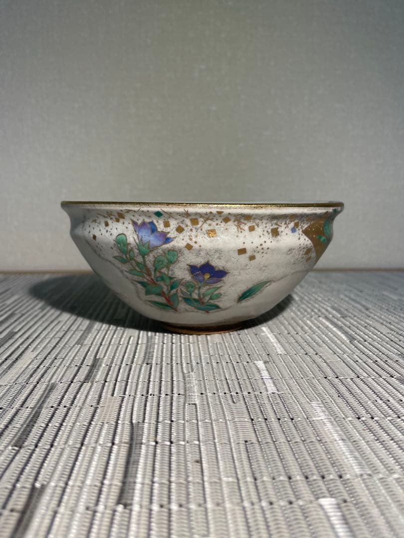 133桑野むつ子 京都 御所の花十二ヶ月【9月桔梗】抹茶椀・和陶皿 しおり付き