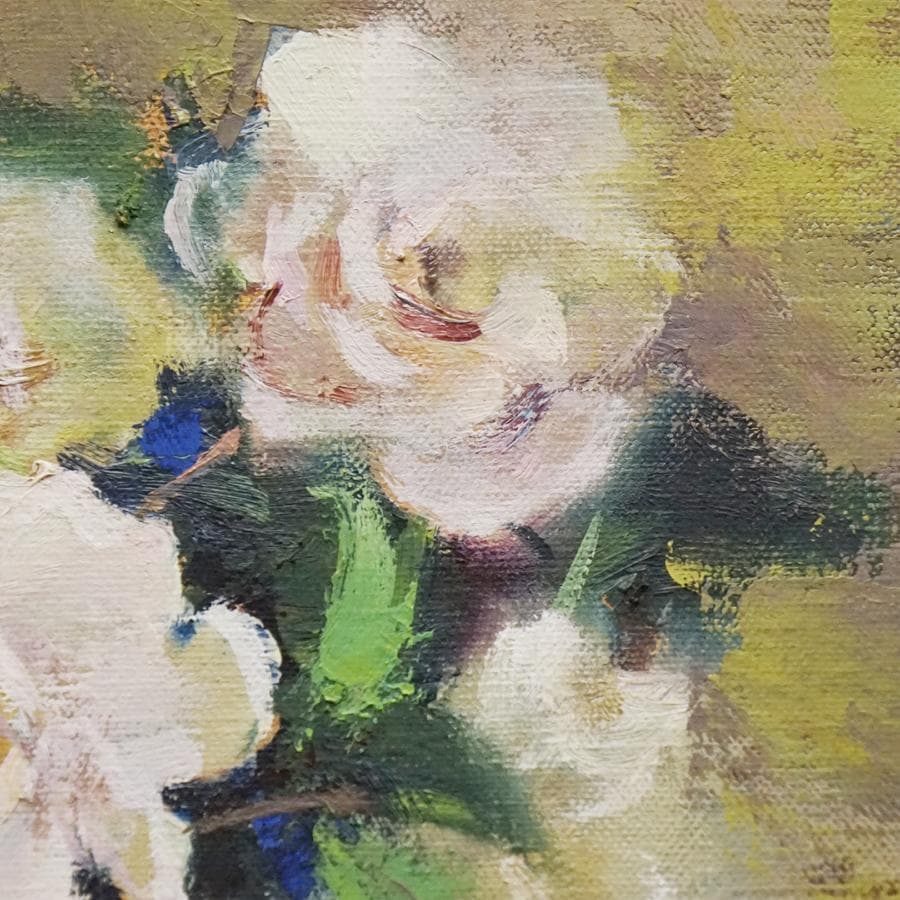 寺井重三『梔子』4号 静物画 油彩 油絵 絵画 肉筆 額装 美術品