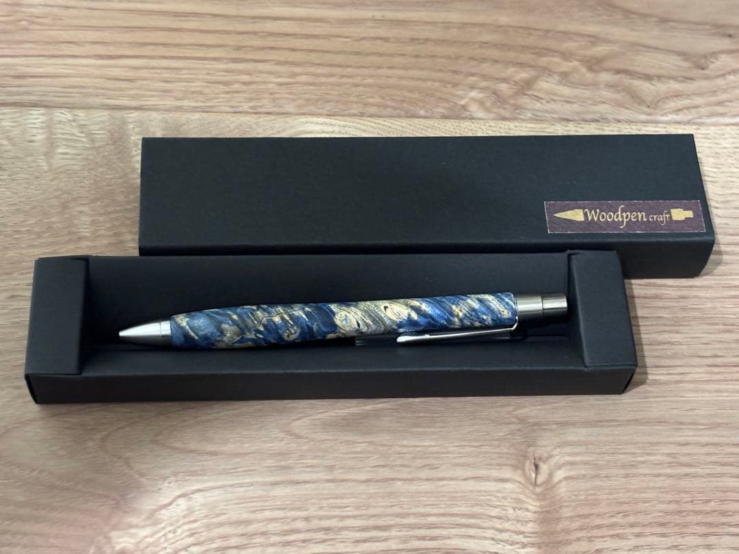 ウッドペンクラフト　ボールペン　ボックスエルダーバール スタビブルー