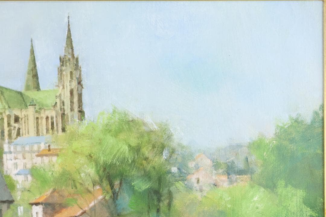 【真作】 大歳克衛 「 シャルトル新緑 」 油彩F6号　青木画廊　BJ237