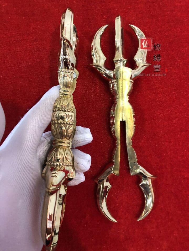 密教法具 人形五鈷杵 金剛杵 法器 寺院用仏具 真鍮製 23cm