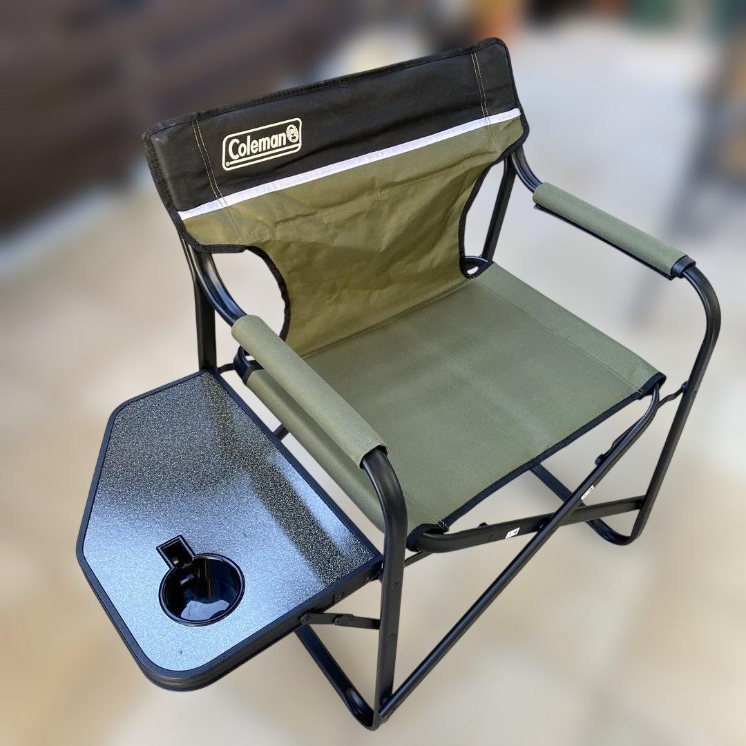 コールマン（Coleman）サイドテーブル付デッキチェア（オリーブ）2脚セット