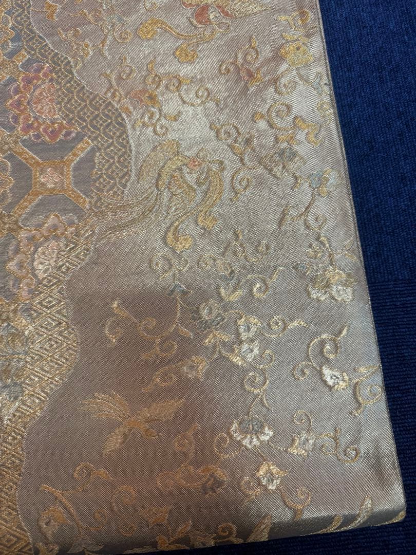 1928 袋帯 古代彫金紋  西陣織   金糸　高級上質上品　約440cm未使用