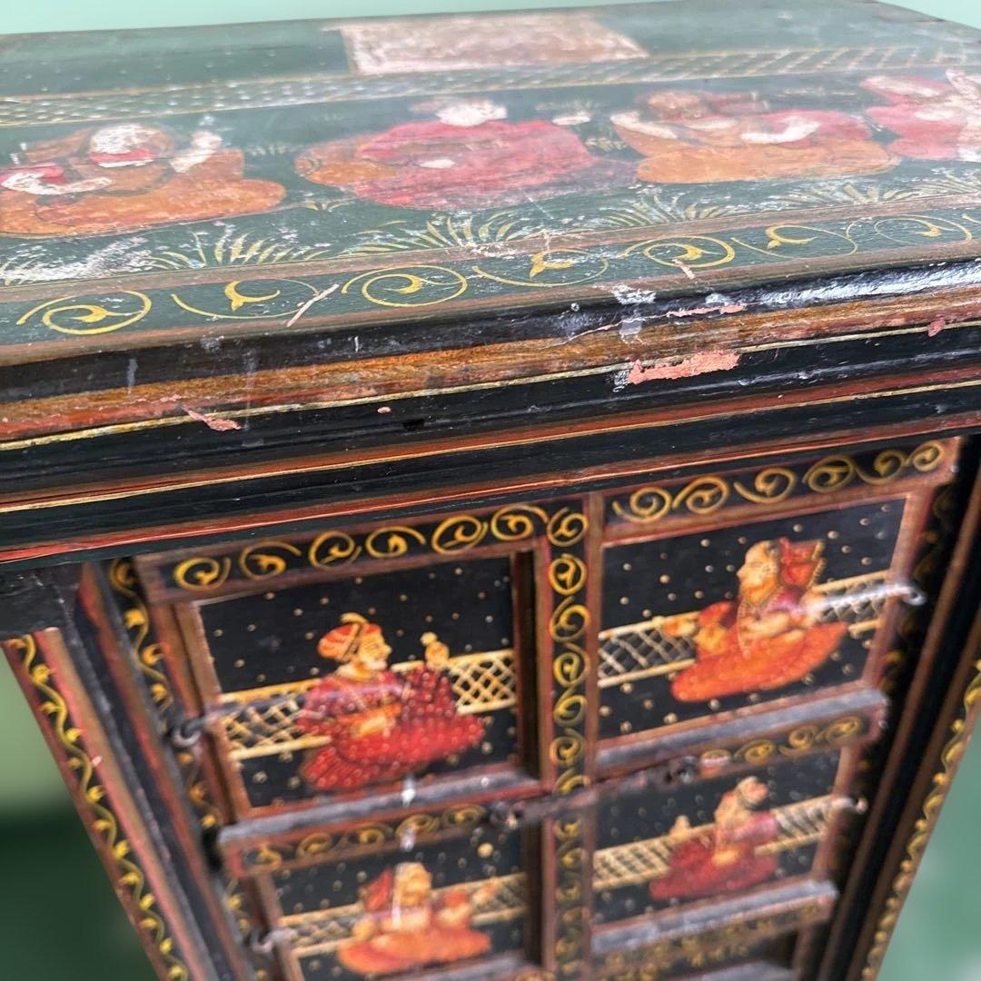k*u様 ★インド 手描き装飾の木製タンス キャビネット 家具 アンティーク 格