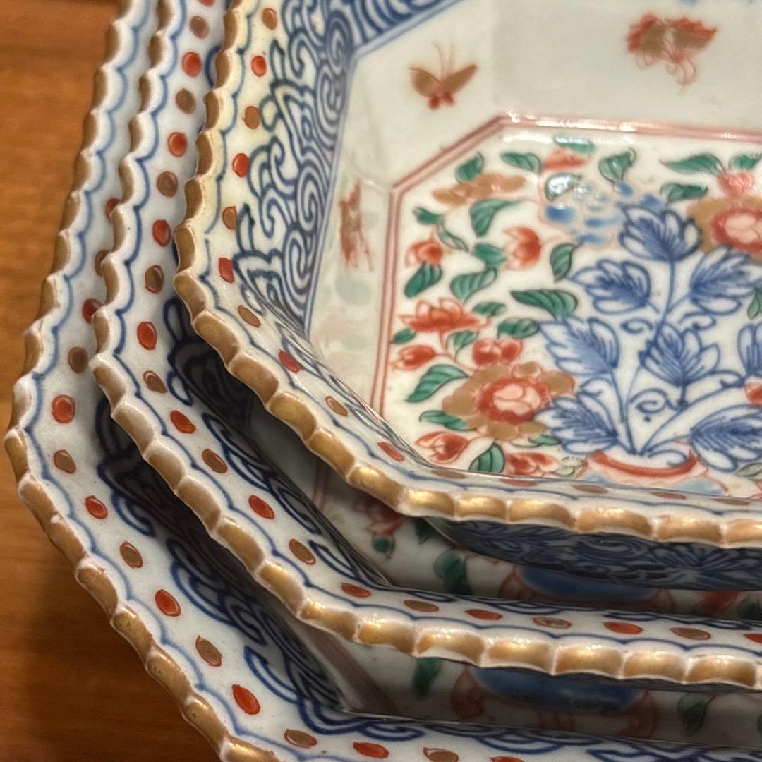 江戸時代□古伊万里　三つ重ね　どんぶり 正月