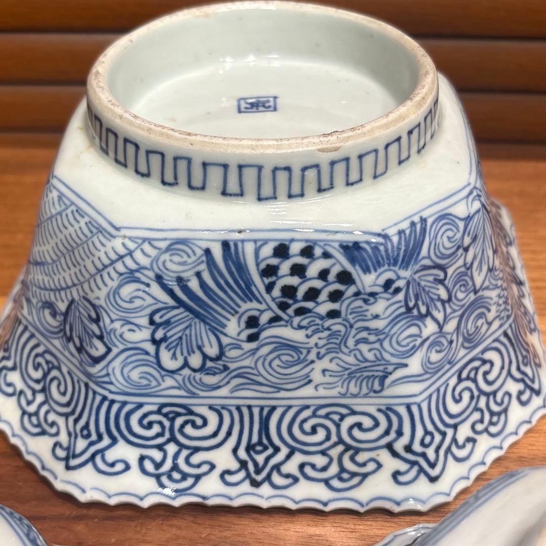 江戸時代□古伊万里　三つ重ね　どんぶり 正月