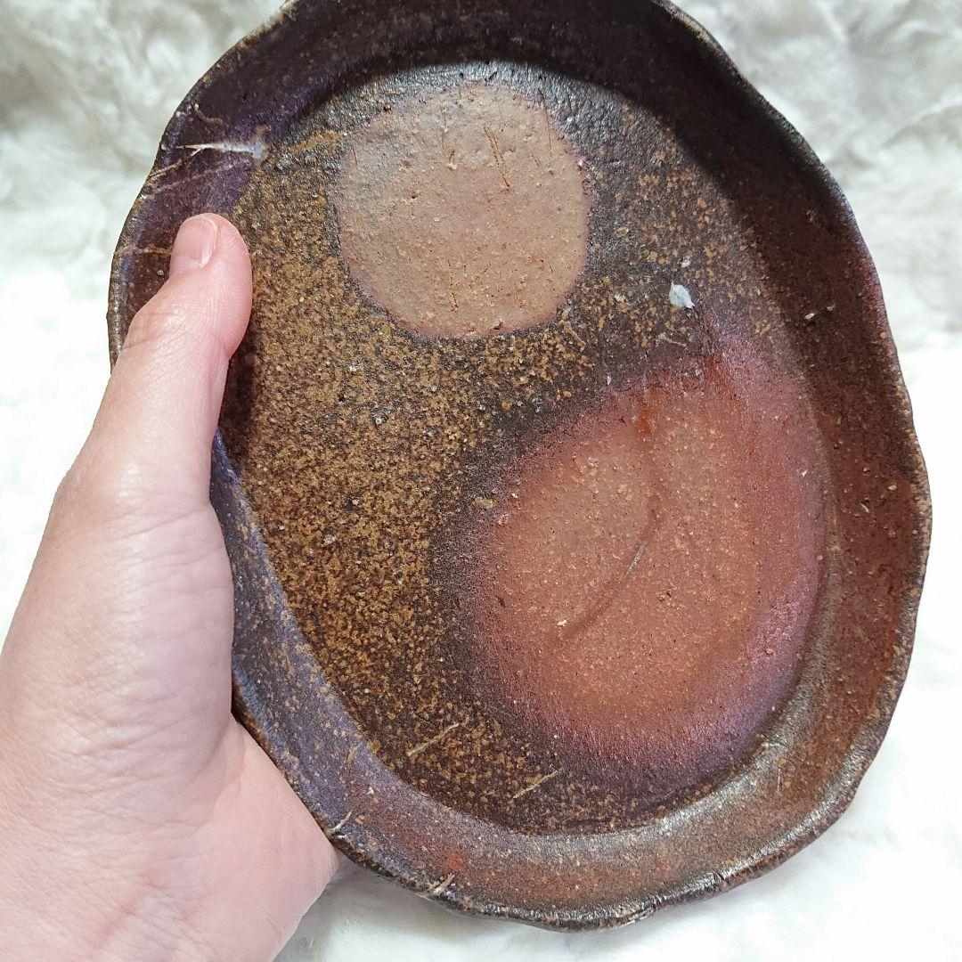 【2473】117.足プレート皿…備前焼