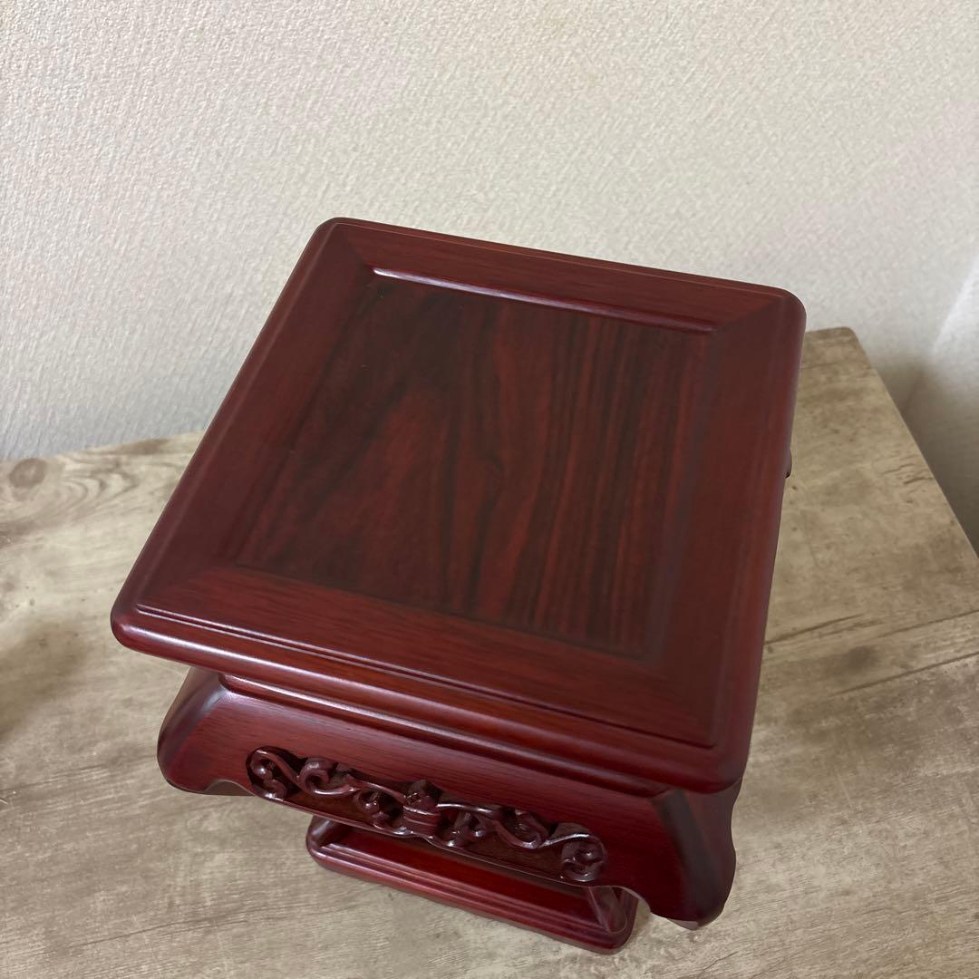 高級唐木花台　透かし彫り　紫檀　盆栽花台　懸崖花台　　加藤工芸ランプ　計2点