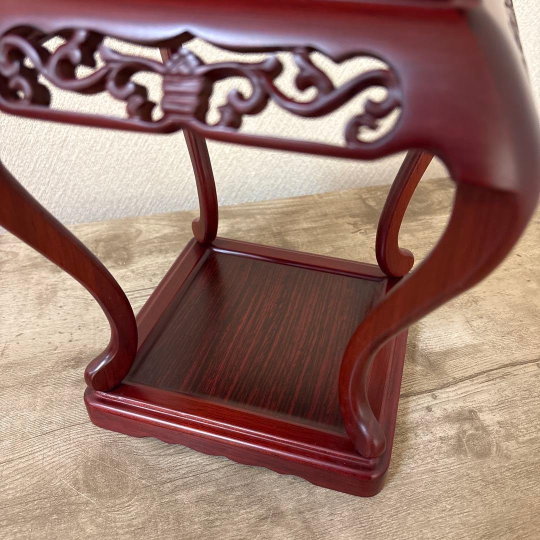 高級唐木花台　透かし彫り　紫檀　盆栽花台　懸崖花台　　加藤工芸ランプ　計2点