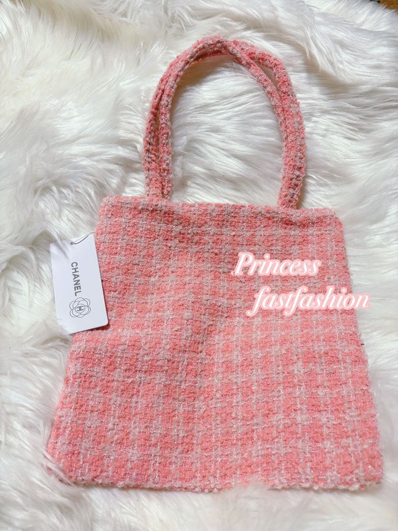 シャネル CHANEL ピンク ラメ ツイード トートバッグ