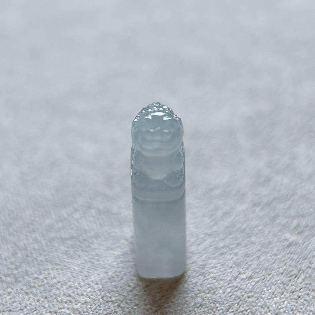 【あかおかずき出品】天然ミャンマー産本翡翠 狛犬 石獅子 お守り 印鑑