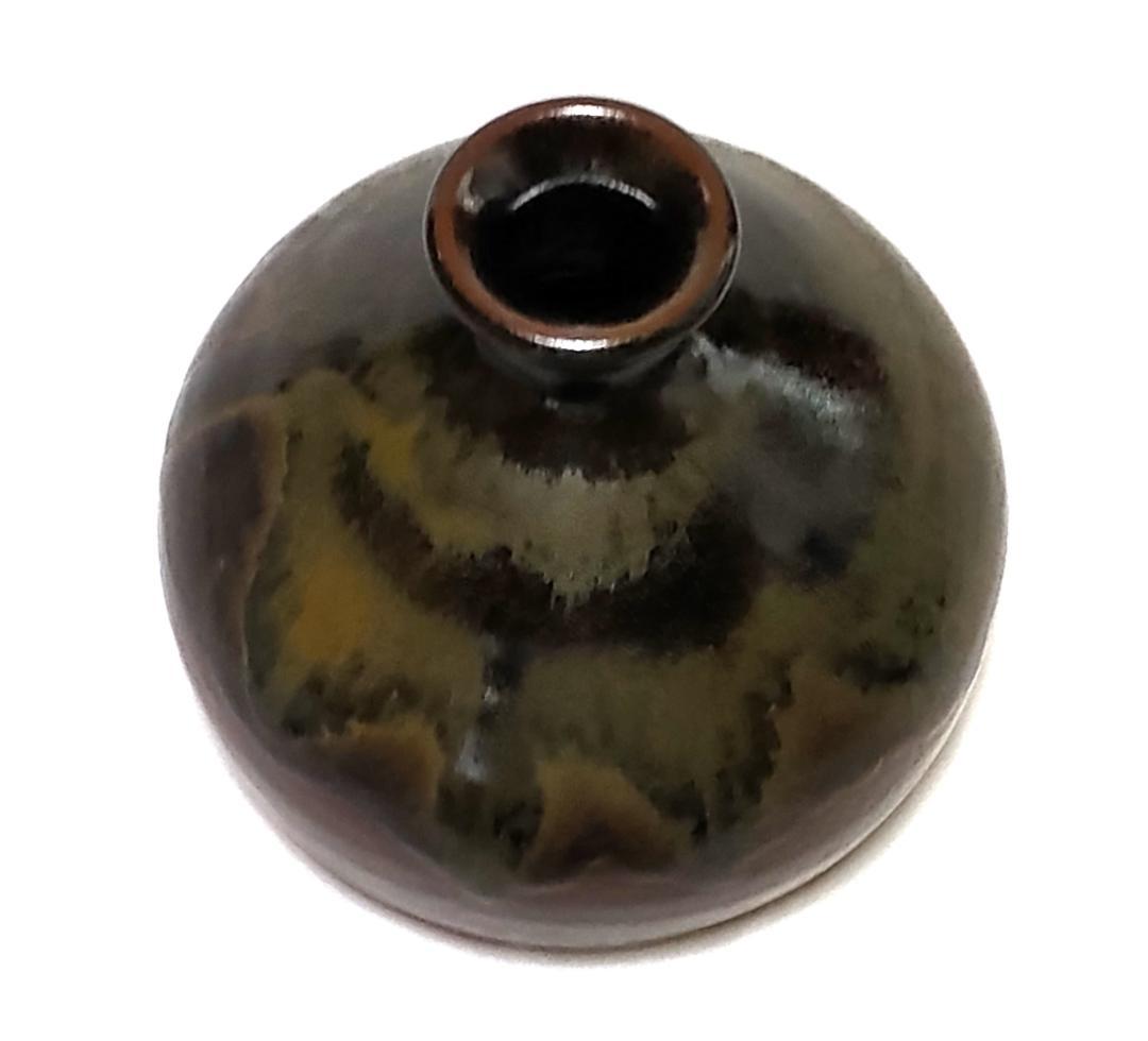 徳利型置物 古丹波焼 黒の墨流し Ad-215