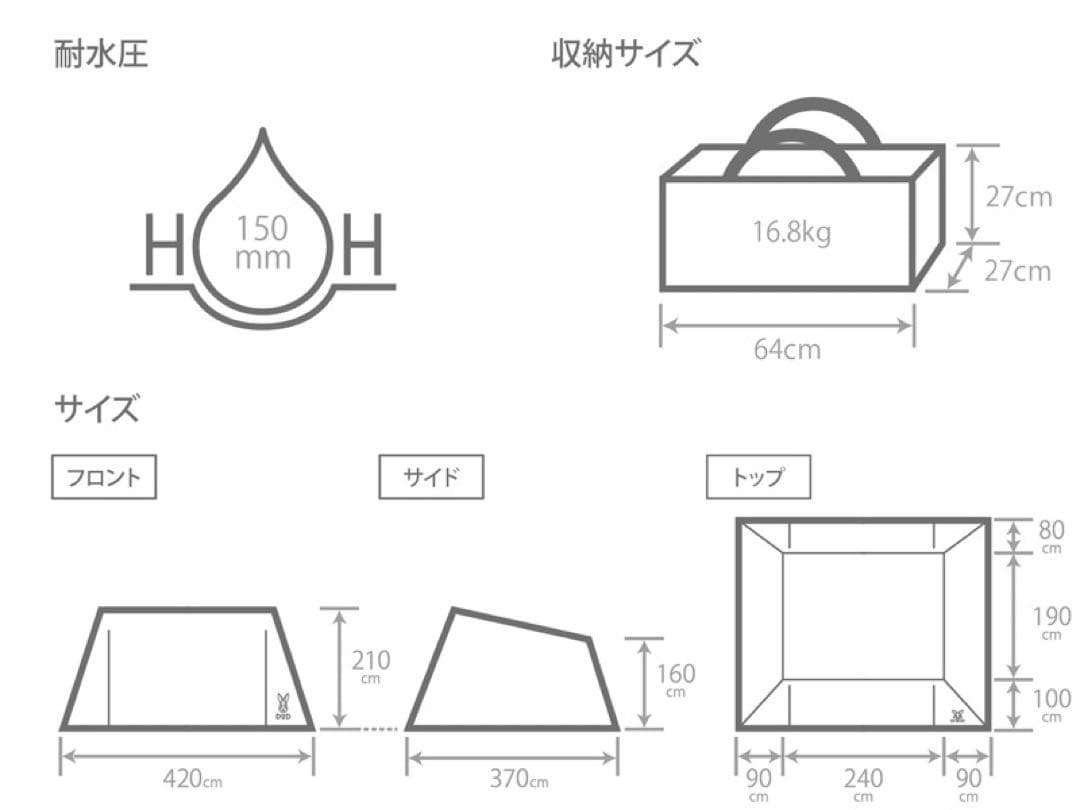 新品★ヨンヨンベースtcカーキ 　　　　ワンタッチカンガルーテントS