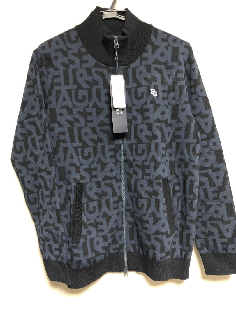 未使用 タグ付 パーリーゲイツ 長袖ジップPGロゴセーター 4 M 紺 ネイビー