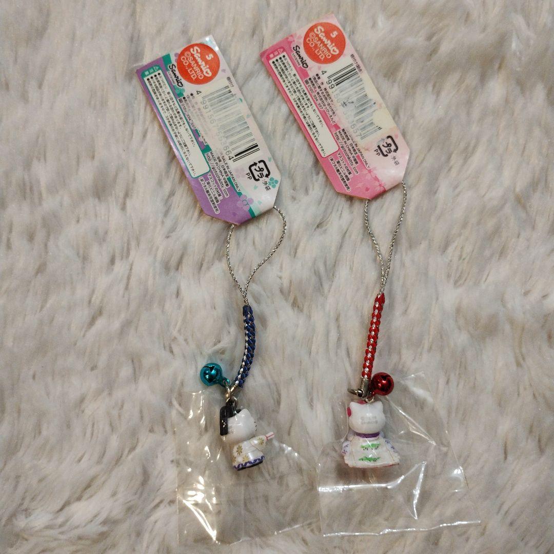 ご当地キティ 京都限定 源氏物語 根付けストラップ 2つセット レア 2005