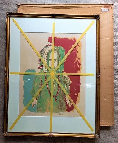 田村孝之介 「フランス人形」 昭和53年石版のオリジナル作品　真作