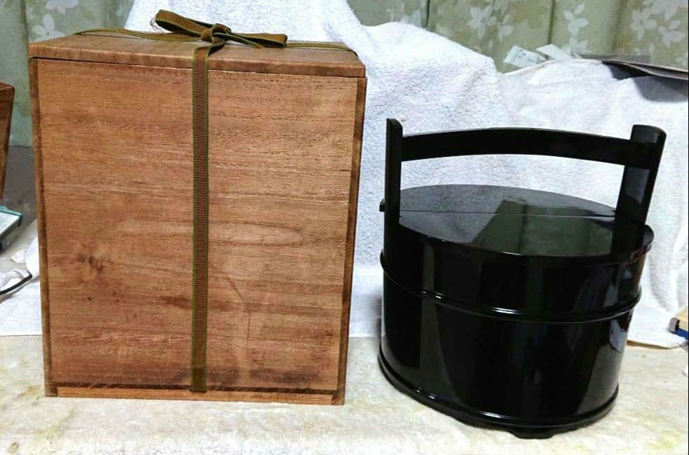 茶道具真塗手桶、水指 A383