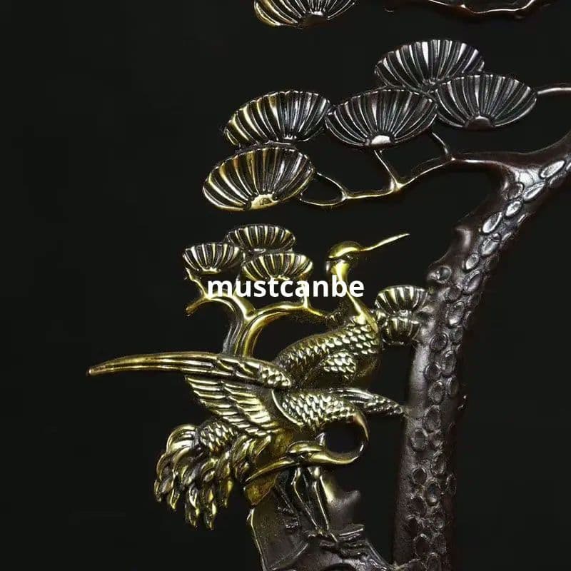 銅製 松鶴延年弔炉薫香炉 客間 茶台 書房 事務室 迎客松掛炉 工芸品装飾品置物