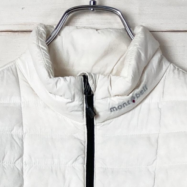 モンベル　ライトダウンジャケット　薄手　ロゴ刺繍　白　L100　12