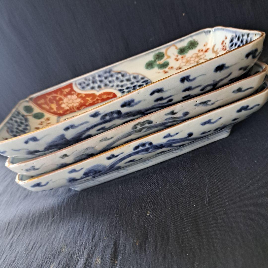 「high level 古伊万里長皿の美！」 色絵皿3客セット 骨董アン