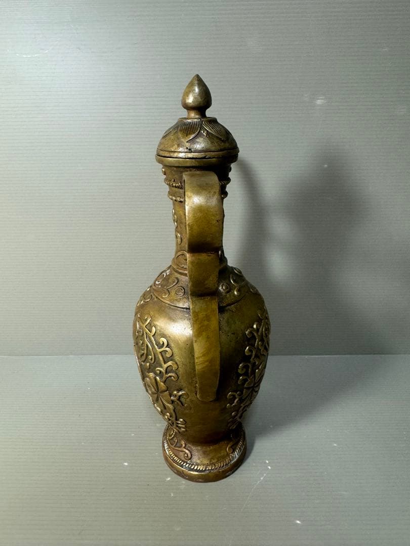 2495 中国骨董　大明宣徳年製銘　銅製　酒壺　時代物