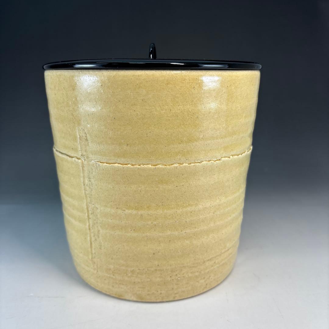 【茶道具】中村秋峰造　黄瀬戸棒ノ先水指（共箱）★送料込★