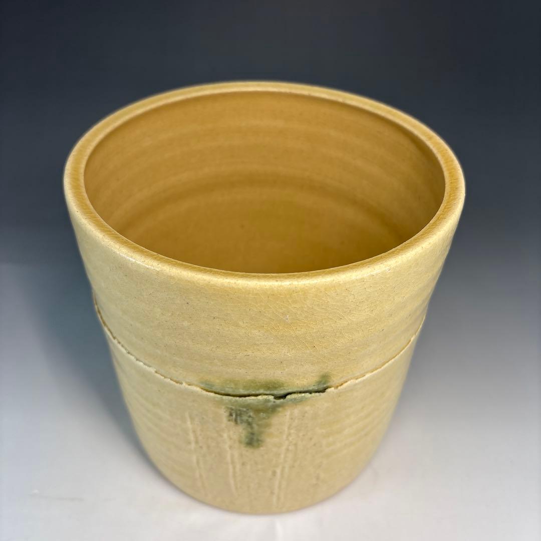 【茶道具】中村秋峰造　黄瀬戸棒ノ先水指（共箱）★送料込★