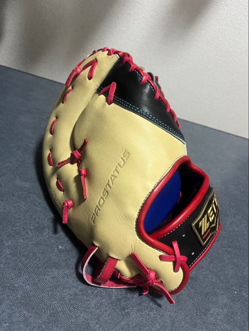 ZETT P 硬式グローブ ベージュ/黒/赤