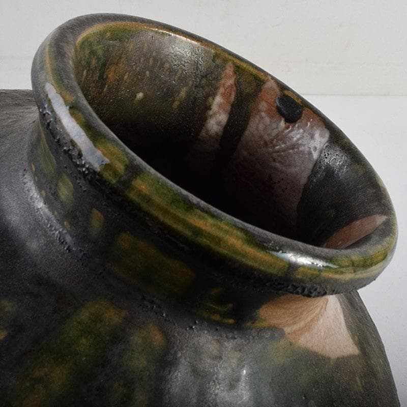 北大路魯山人作　織部焼　壷　時代箱　M　R9375H