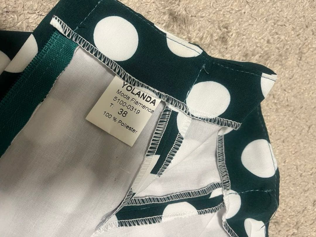 フラメンコスカート 水玉ダークグリーン　Sサイズ