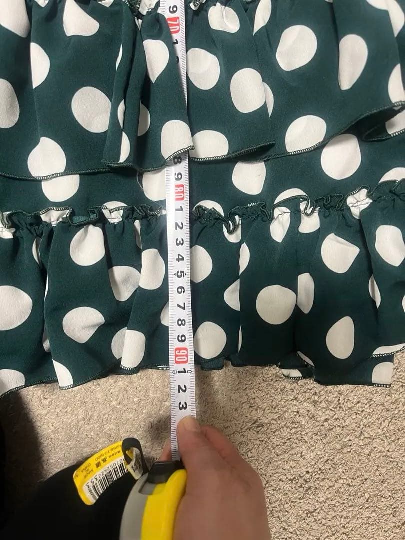 フラメンコスカート 水玉ダークグリーン　Sサイズ