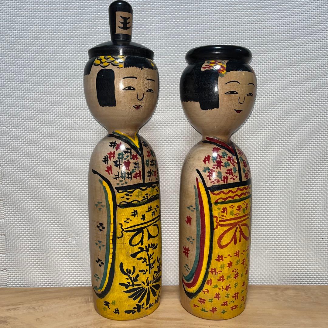 木地山こけし　⭕️超レア夫婦(女男)こけし　現代の名工　小椋久太郎　伝統こけし