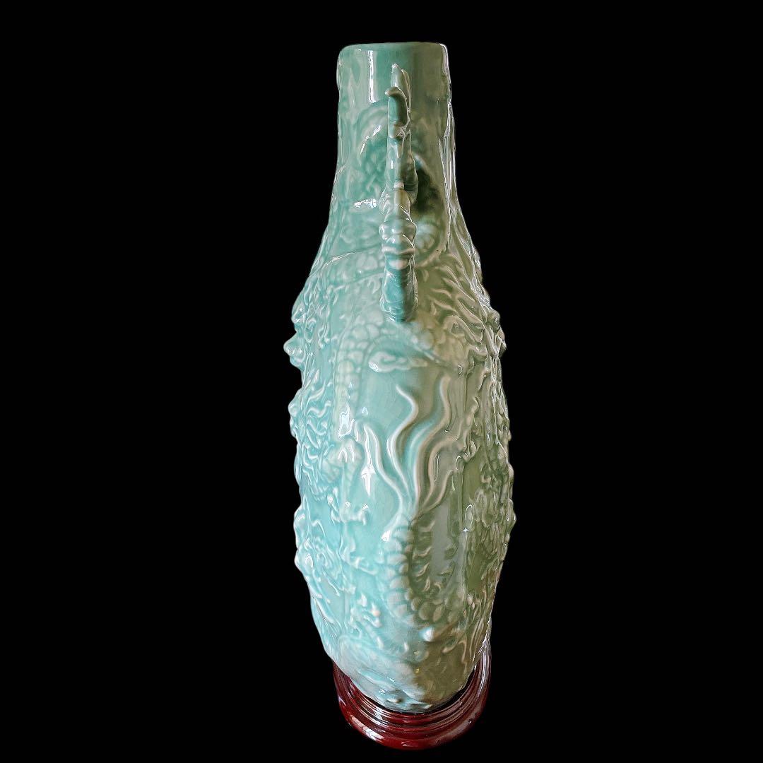 龍図 青磁 大花瓶　花器　花瓶　壷　青瓷 古美術 骨董品
