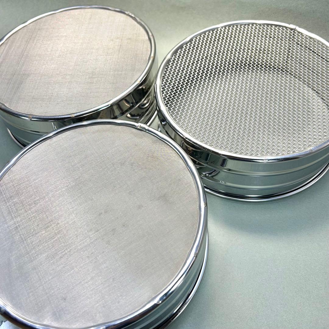 灰篩　3個セット　『六方式灰篩　細目　中目　荒目』　ステンレス製　茶道具　工芸品