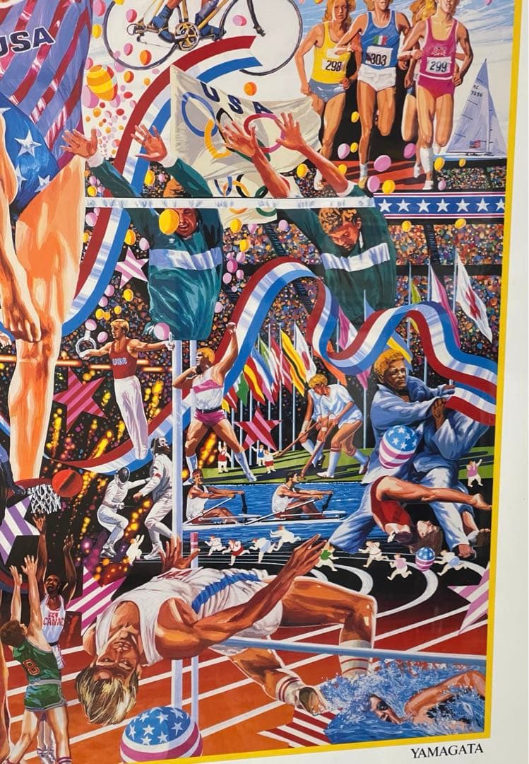 ヒロ・ヤマガタ1988年夏のオリンピック　アメリカチームポスター　フレーム付き