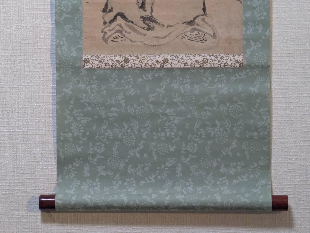 【真作】掛軸　高士図　鶴と仙人　品格漂う水墨人物画　気品ある筆致　T27