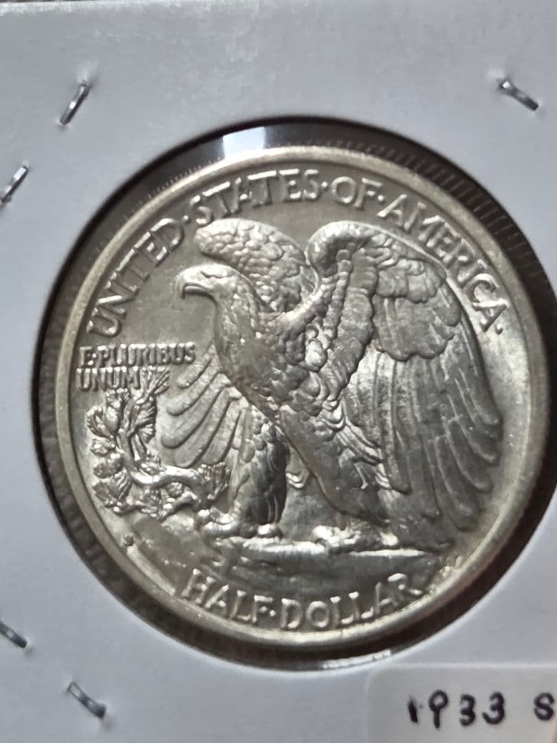 (稀少年号)アメリカ　ウォーキング リバティ 50セント銀貨　1933 S