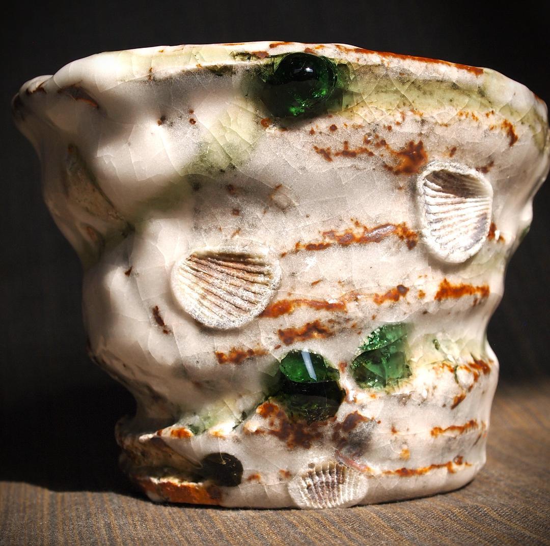 個展作品★村越琢磨【師：梅原武平】志野織部フリーカップＢ★ビードロ