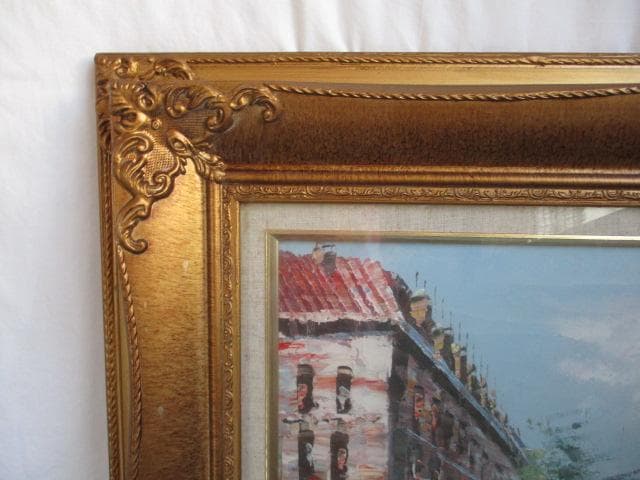 油絵　絵画　額入り　肉筆　風景画　パリ　作者不明　大きい　ガラス込み　F10号