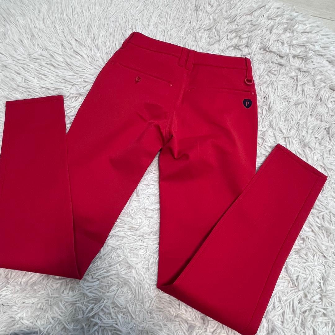パーリーゲイツ　ゴルフパンツ スリムフィット レッド